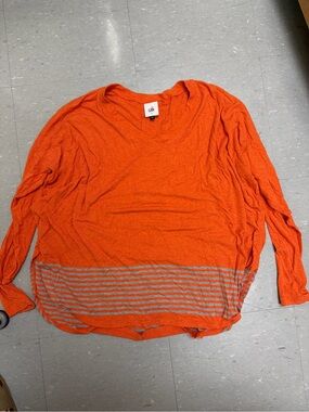 CAbi Bright Orange Rayon Blend V-Neck Long Sleeve Top